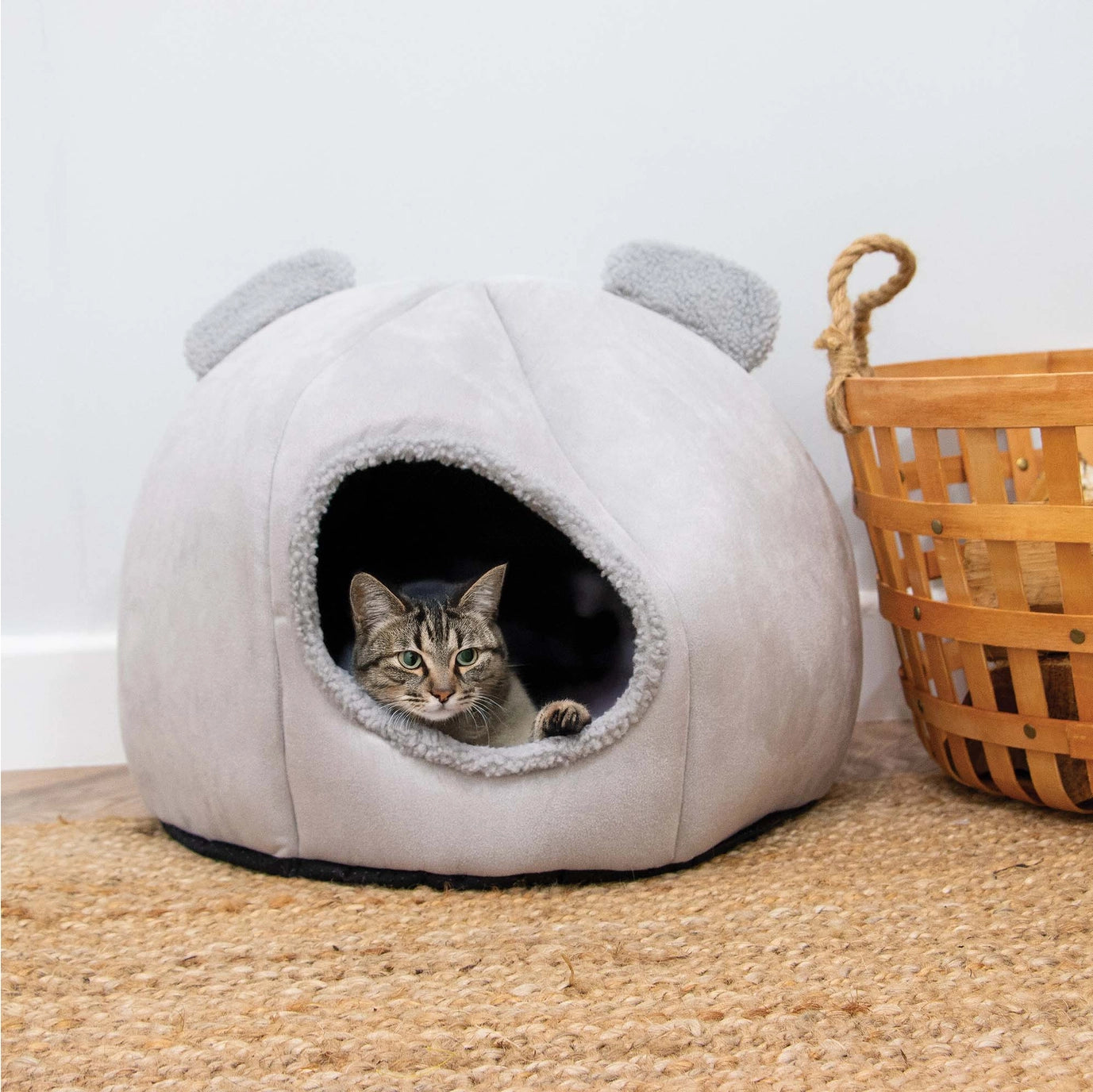 Teddy Bear Ear Cave Bed ( Pebble) Cats, Small Dogs and other small pets