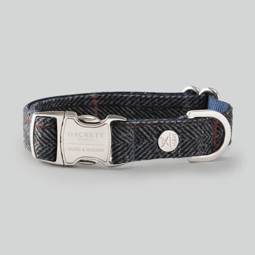 Hackett X Hugo Hudson Grey Checked Tweed Dog Collar