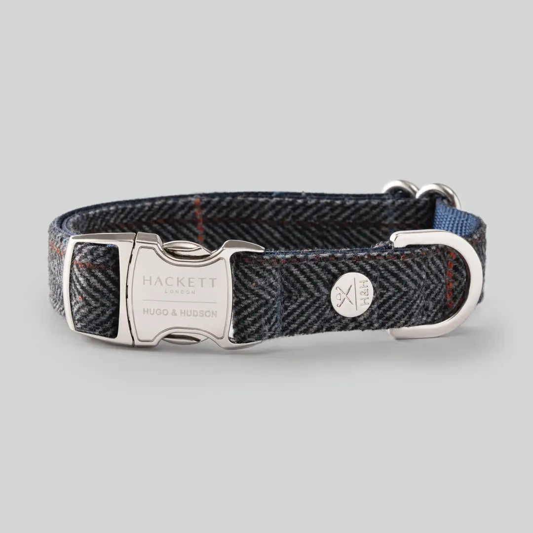 Hackett X Hugo Hudson Grey Checked Tweed Dog Collar