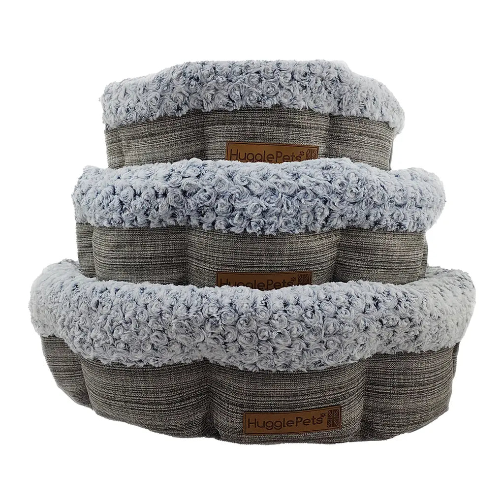 HugglePets Donut Cat And Dog Bed - Granite & Ivory